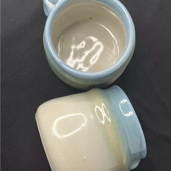 Vintage 1989 Flat Earth Pottery Mugs (Set Of 2)  Blue & Gray Gradient Signed - Picture 2 of 4